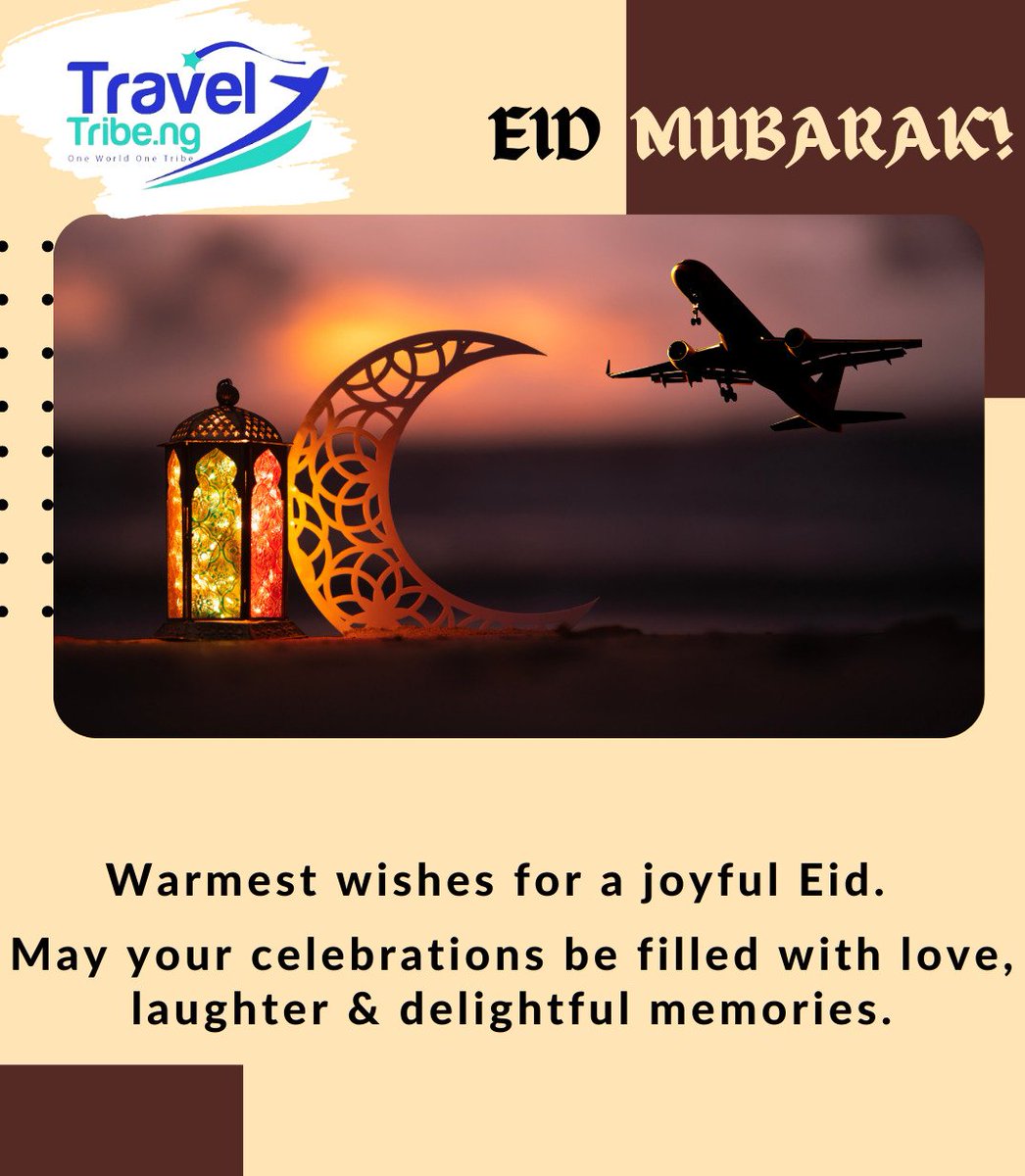 This is wishing all members of the Moslem community happy Eid celebrations.
.
.
.
#Eid2024 #EidMubarak #TravelTribeNG #flights #visas #tours #corporatetravels #airporttransfers #airportprotocols #hotels