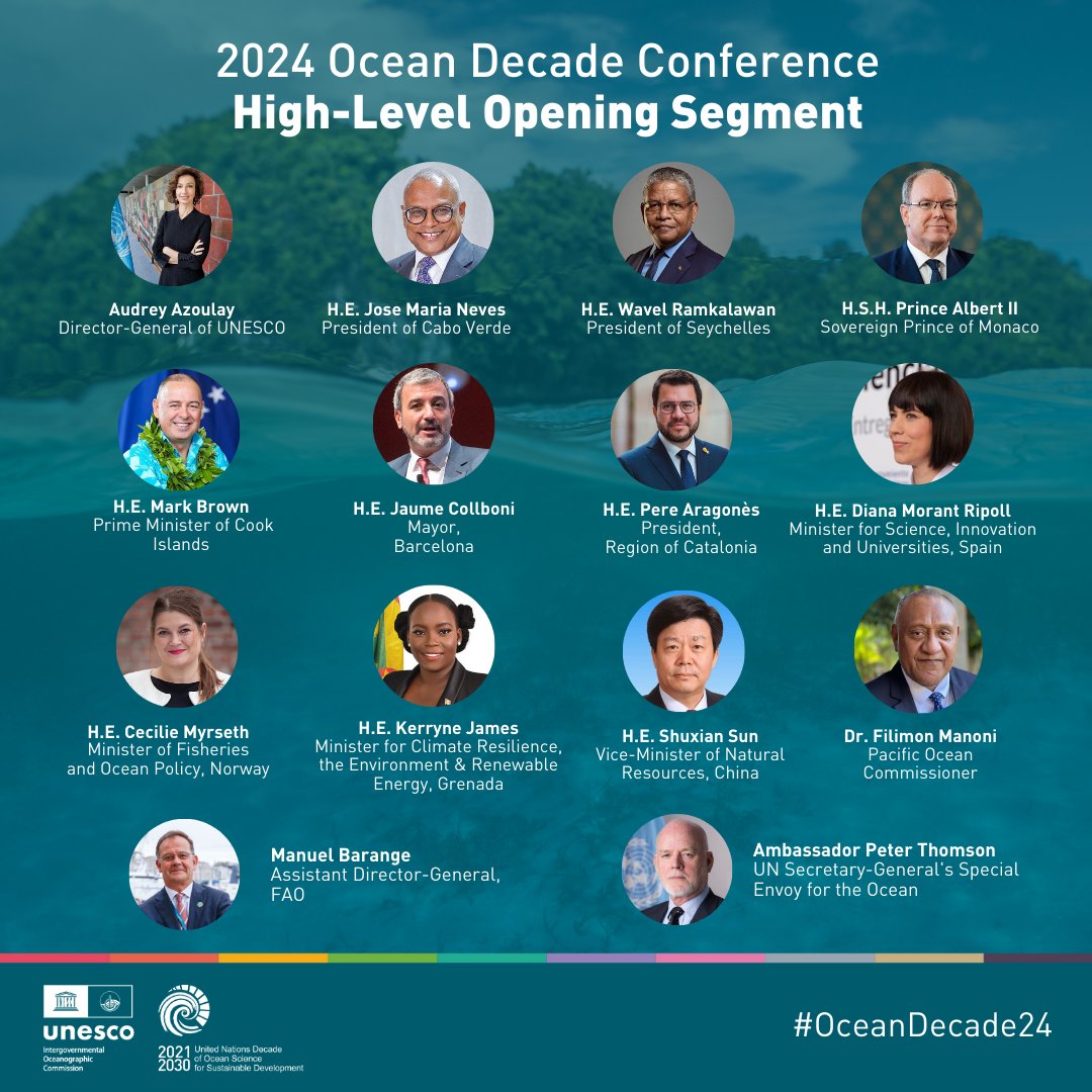 Heads of State, government representatives, @UN leaders, and inspiring global ocean voices open #OceanDecade24, highlighting the role of the #OceanDecade in the global sustainable development agenda. Follow updates here or tune in to the livestream: ow.ly/F1s250RbXTA