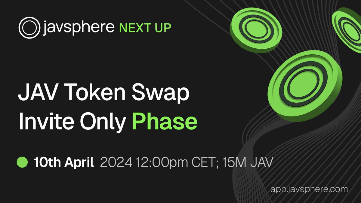 $JAV Token Launch in less than 3 hours 💻👇 Phase will start in less than 3️⃣ hours: Wed, April 10th 12pm CET Pre-Approval helps you to be faster 🚀 How? Read below 👇 Act carefully! There are already JAV copies out there. Only use official website 👇