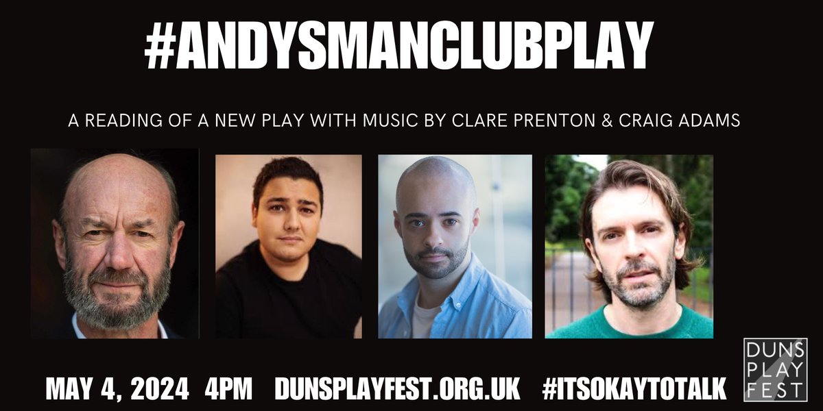 Looking forward to working with
@tamdeanburn
Hamish Wyllie
@dawoud_james
with stunning songs by Craig Adams (lyrics by me) on this important project with
@andysmanclubuk
#ITSOKAYTOTALK
@DunsPlay