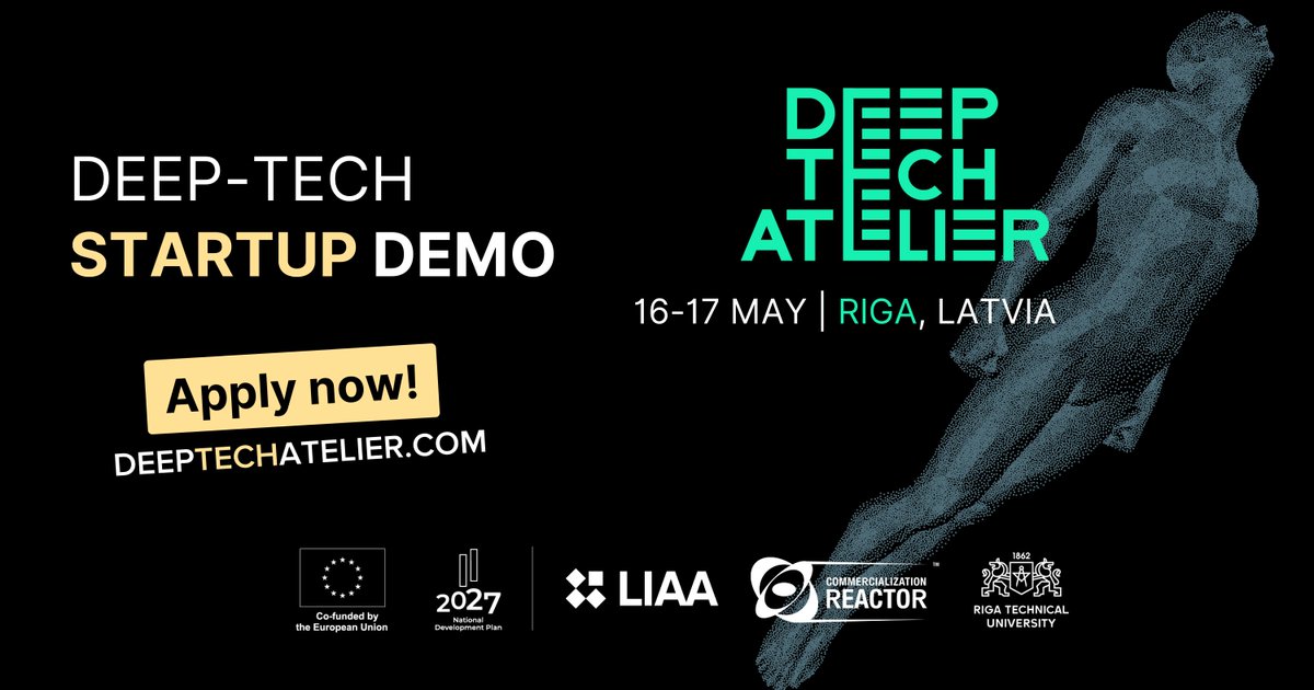 🚀Aicinājums visiem deep tech uzņēmējiem! Parādi savu jaunuzņēmumu globālai investīciju un akcelerācijas kopienai Deep Tech Startup Demo laikā 17.maijā Rīgā.🙌 Piesakies tagad👉deeptechatelier.com/startup-demo/ #deeptechatelier2024 #ESfondi #EUfunds