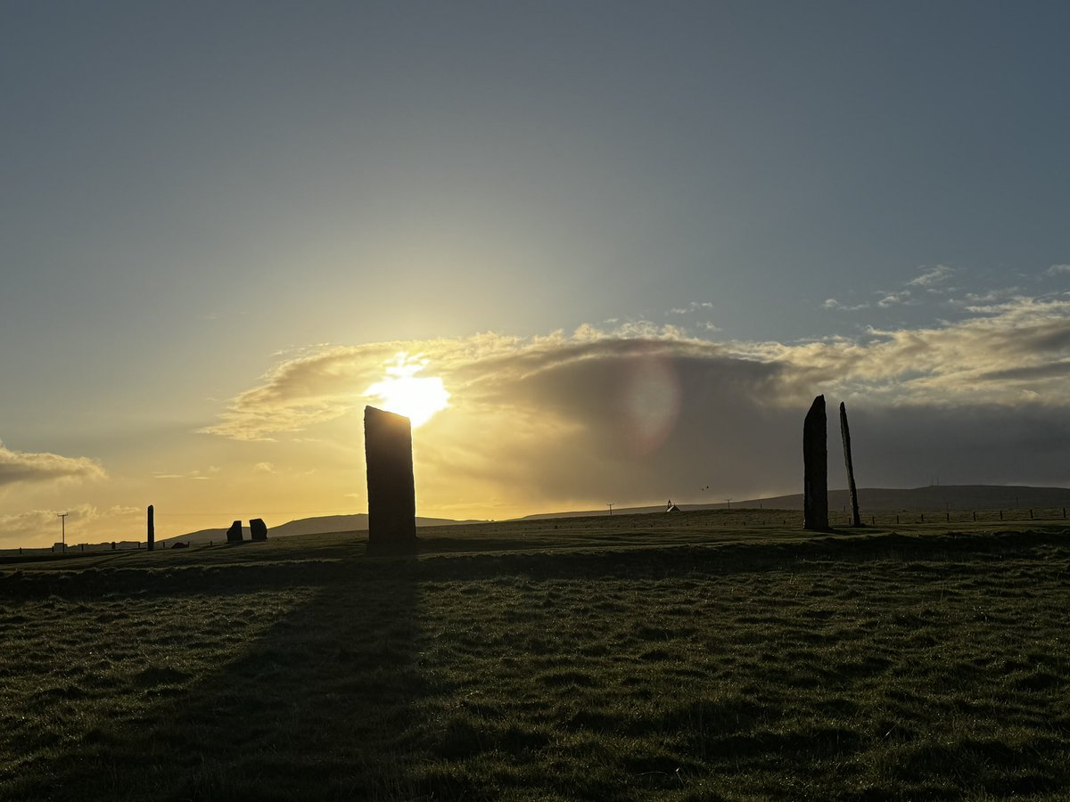 One of the great mornings of my life. The eeriness of the landscape, the ever-changing light, the early morning emptiness, the bird calls: I felt as profoundly as I ever done like a Pagan suckled in a creed outworn. Here are the Stones of Stenness