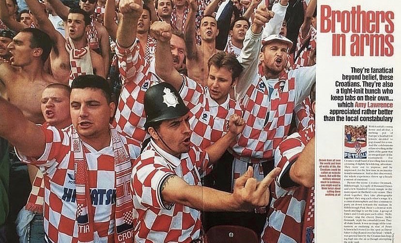 Day 3 Double page spread week: This is from #euro96 I kinda assigned myself to follow and photograph Croatia both team and fans pics got publish here in 442 magazine and in WSC magazine #croatia #hvratska #footballfans