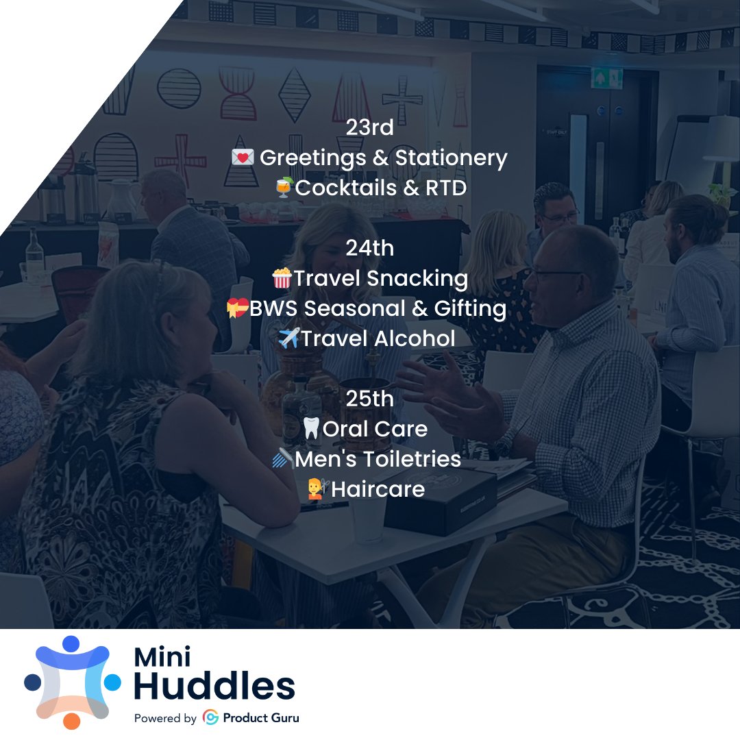 🤞Few Spaces Remain 🌟Mini Huddles 🗓️April 📍London 💌 Greetings & Stationery🍹 Cocktails & RTD's 🍿Travel Snacking 💝BWS Seasonal & Gifting ✈️Travel Spirits 🦷Oral Care 🚿Men's Toiletries 💇Haircare 🔗bit.ly/4azmD6J