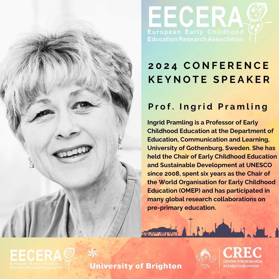 'From Global ESD Policy to Practice: The Contribution of Play Responsive Pedagogy' will be Prof. Ingrid Pramling's keynote presentation at this year's EECERA. Find out more about Ingrid's work here: buff.ly/49UNDgE #EECERA2024 #EECERA #EarlyChildhood #EarlyYears