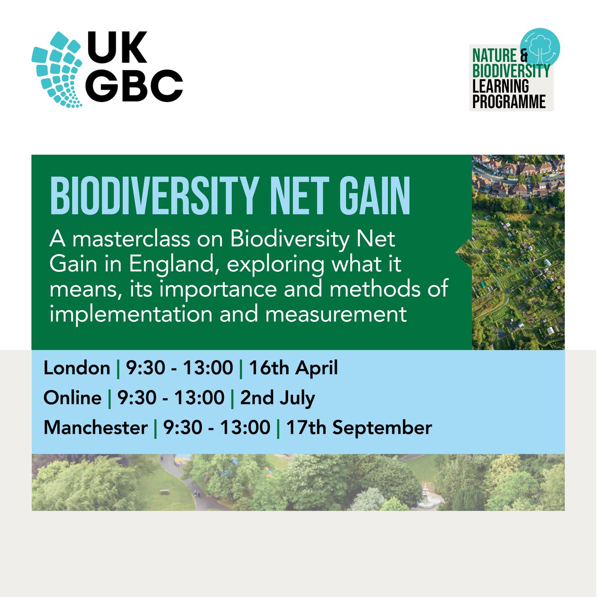 Do you want to better understand #BiodiversityNetGain? 🪲 UKGBC’s upcoming masterclasses will give you the tools you need to implement BNG confidently and successfully. 📆London: ukgbc.org/events/biodive… 🖥️Online: ukgbc.org/events/biodive… 📆Manchester: ukgbc.org/events/biodive…