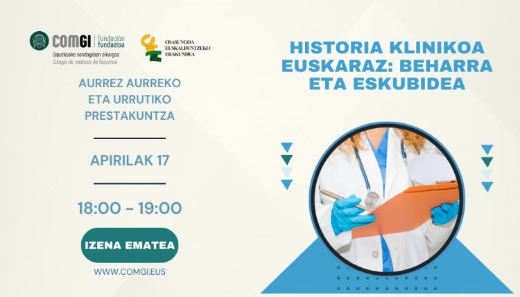 osasungoaee's tweet photo. Apirilaren 17an, "Historia klinikoa euskaraz: beharra eta eskubidea" ikastaroa. COMGI Fundazioak eta OEEk antolatuta, online edo aurrez aurre egin ahal izango da. Izen-ematea apirilaren 15era arte, doan.

@comgipuzkoa 

Informazio gehiago:
https://t.co/CKjBQ9u2h9 https://t.co/P2eVs4Ur9d