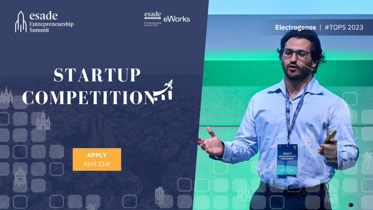 🚀Ready to take your #startup to the next level? Join the #EESummitStartupCompetition to become one of the 5 #entrepreneurs who will pitch to top investors &founders at the #EESummit24 Apply by April 21st 👉esade.me/eesummitcompet… @esade