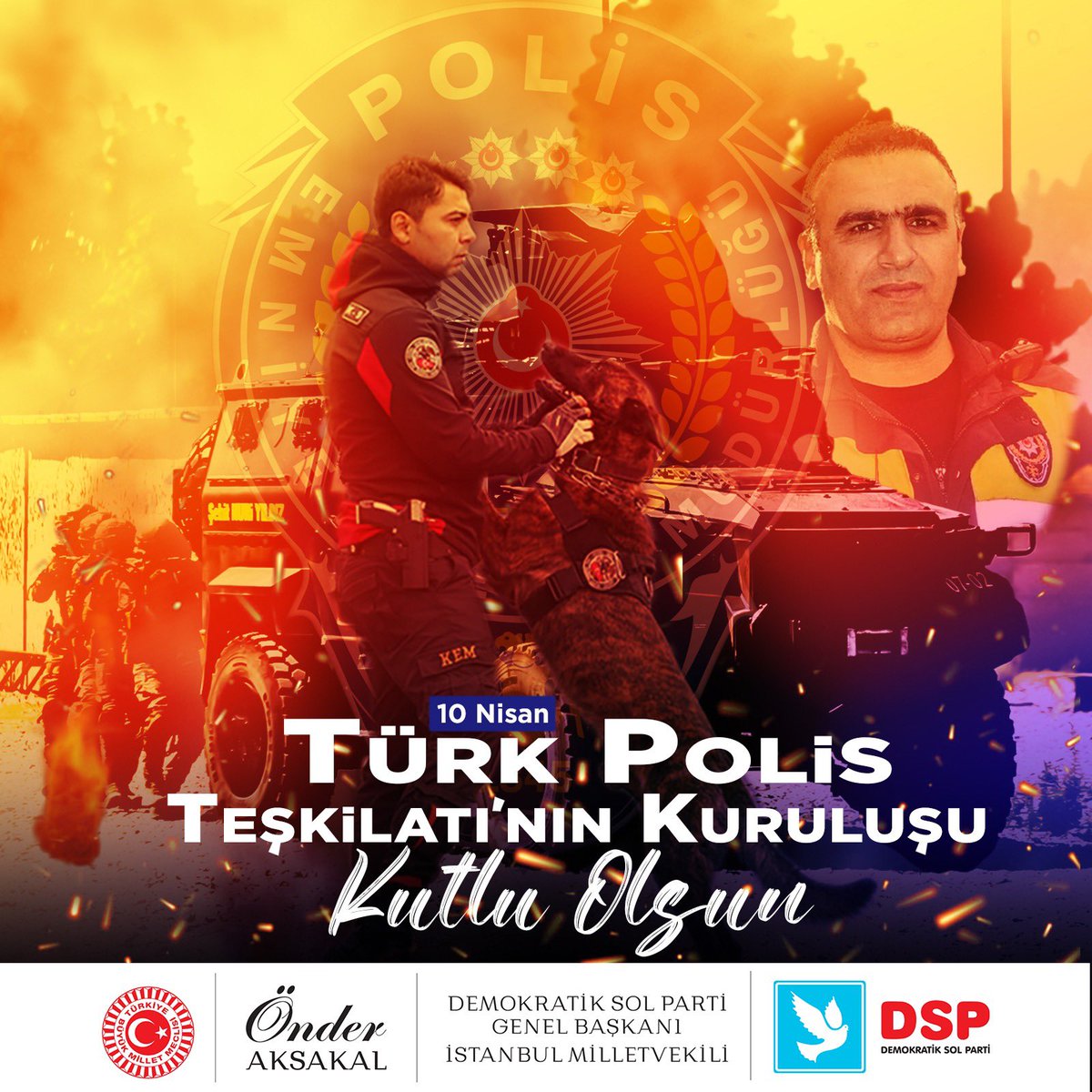 Türk Polis Teşkilatı'nın 179. kuruluş yıl dönümünü kutluyorum, gece gündüz demeden milletimizin huzur ve güvenliği için fedakârca çalışan polislerimize şükranlarımı sunuyorum. PolisHaftası #179Yıl #HuzurunTeminatı
