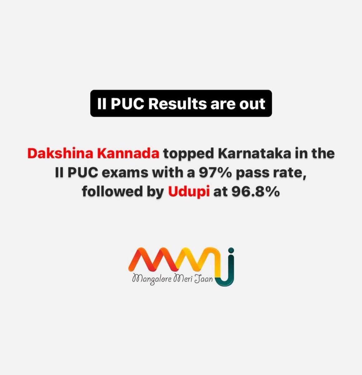 Tradition continues.. 🙌🏻 Last academic year - Dakshina Kannada got 95.33 % and Udupi - 95.24% Congratulations to all the students.✨