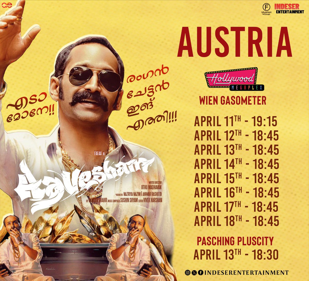 AUSTRIA 🇦🇹 
GET Ready

@FilmsRft @AnwarRasheedEnt @AbGeorge_
@JaseelMhd_GOAT @MollywoodBo1
@MalayalamReview @Forumkeralam2
@Forumkeralam1 @KollywoodCinima
@BOSouthIndian @Southwoodoffl