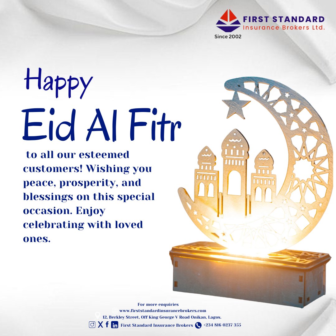 Happy Eid Al Fitr. 
 
 From all of us at First Standard Insurance Brokers Ltd.

#FSIB

#CELEBRATION
#HOLIDAY
#INSURANCEBROKER