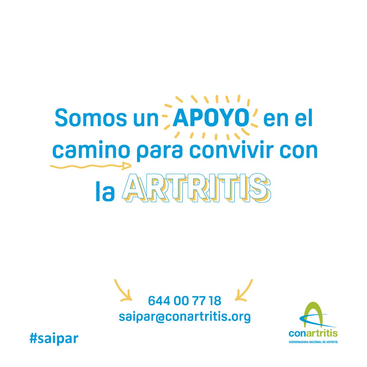 ConArtritis's tweet photo. Aquí estamos. Atendiendo tus dudas y dándote soporte para que no te sientas solo.

🕰️Horario de atención: lunes, martes y viernes de 8:00 a 14:00 h
📞644007718
📧saipar@conartritis.org 

#saipar #artritisreumatoide #artritispsoriásica #aij #espondilitisanquilosante #atenciónplena https://t.co/ErSYA5FwwB