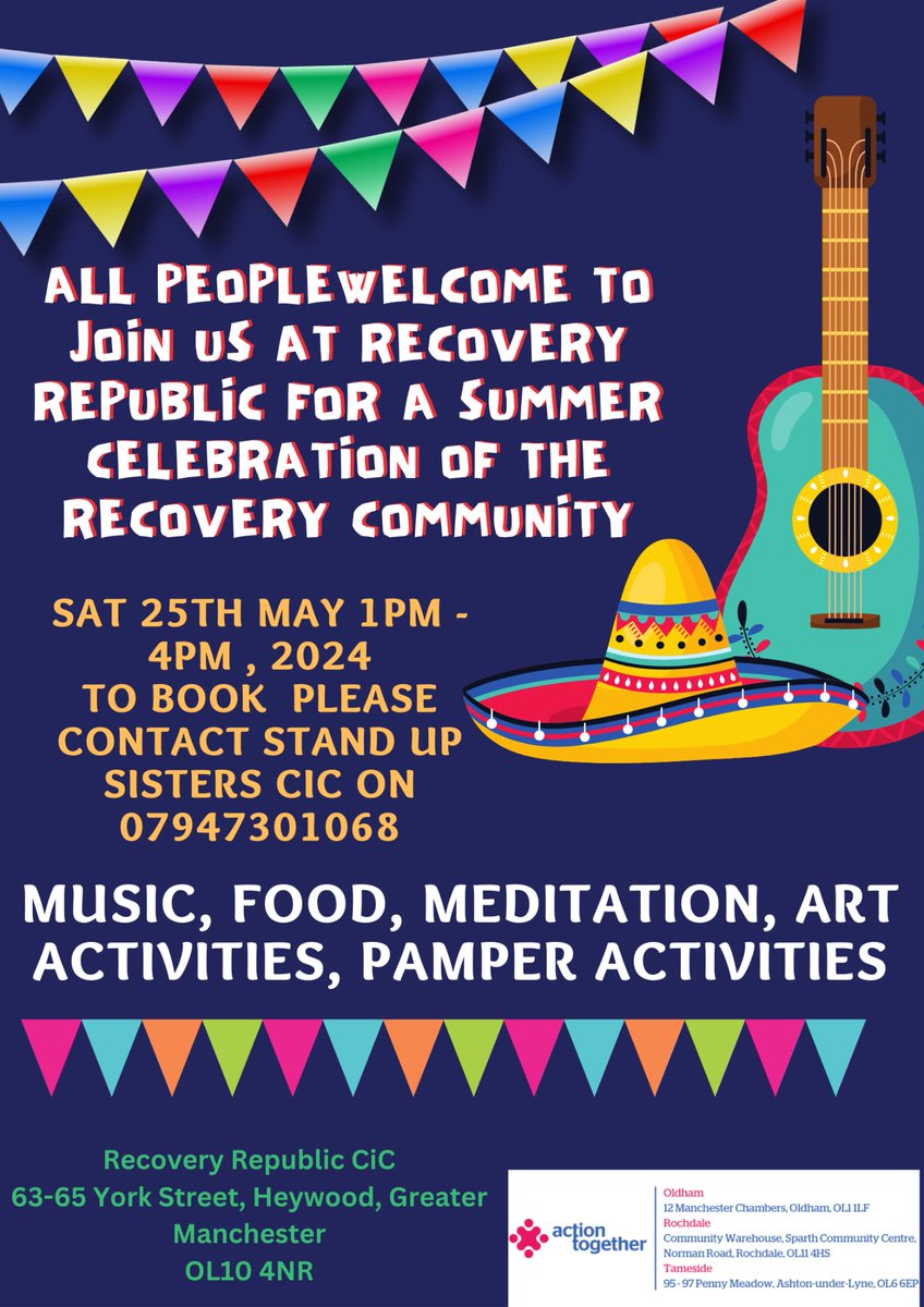 Excited to share news of this summer event based @RecoveryRepub TY SO much to all involved & to @WeActTogether #rochdalerecoveryfund for your support