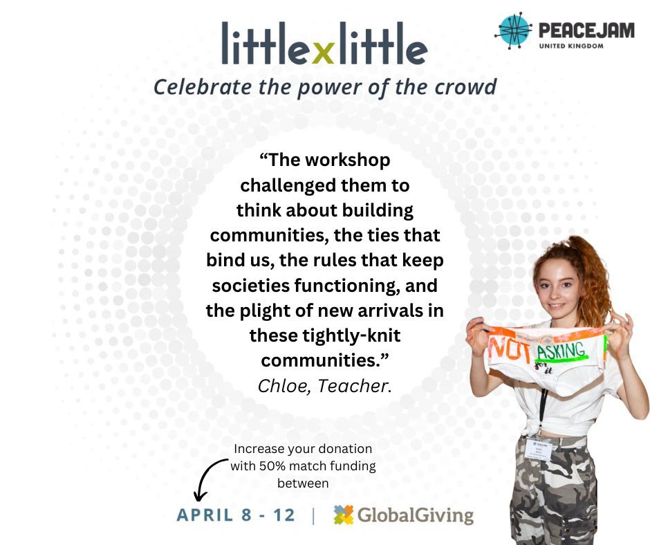 Little actions have BIG results! You have until Friday to donate up to $50 in support of #PeaceJamUK + @GlobalGiving will match your generosity by 50% for the #LittleByLittle campaign. Give + get matched now: buff.ly/4ap39l2