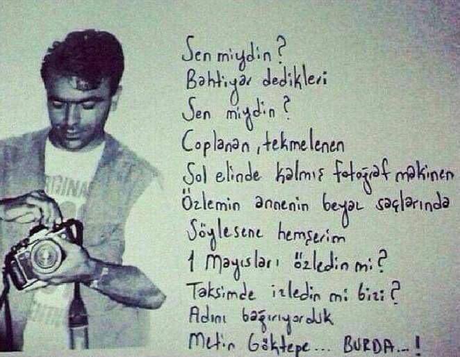 “Vurmayın artık göremiyorum, kör oldum…” 8 Ocak 1996’da İstanbul’da gözaltında işkence yapılarak öldürülen Evrensel Gazetesi Muhabiri #MetinGöktepe anısına saygıyla… O hep 28 yaşında…