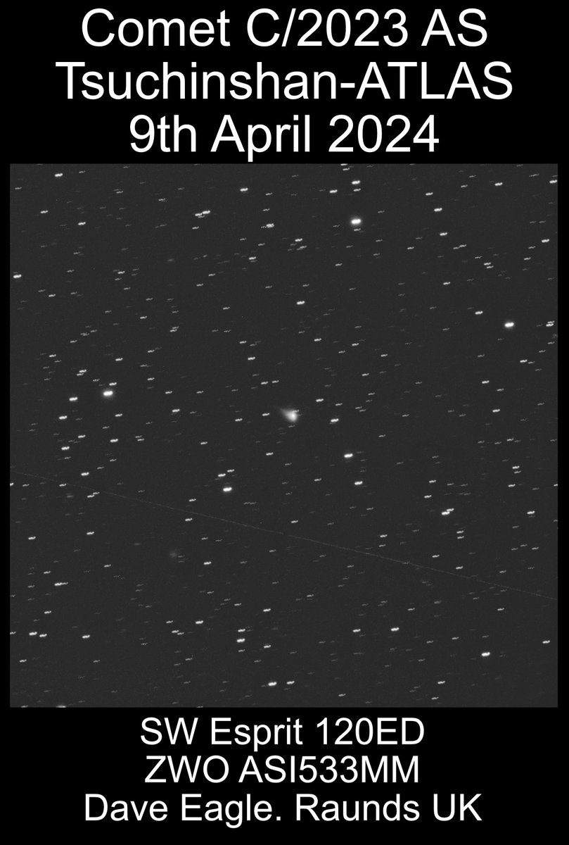 A quick image taken last night in the incoming murk of Comet C/2023 A3 (Tsuchinshan-ATLAS), which MIGHT🤞 give us a great show this coming October. More details about the comet and what could be expected is here: star-gazing.co.uk/WebPage/comet-…