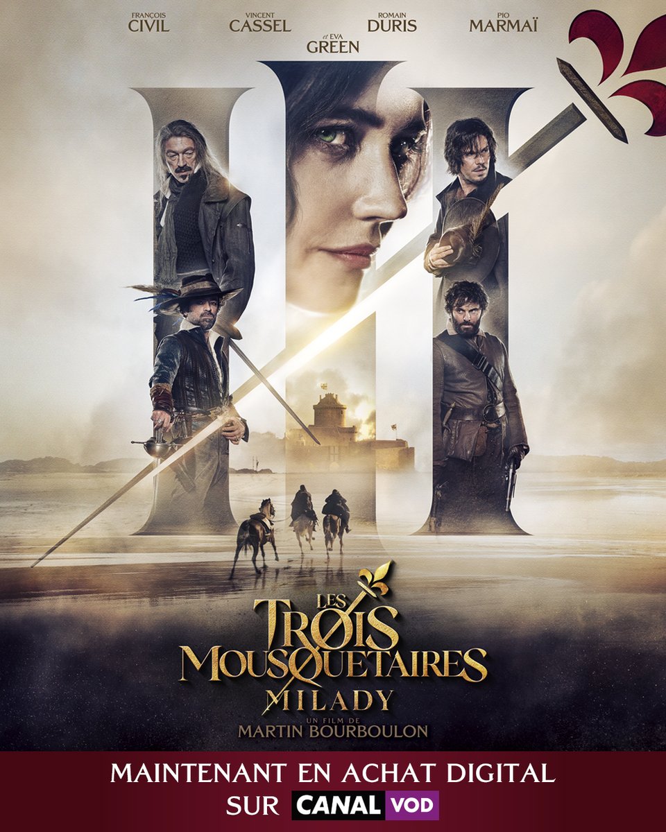 'Plus lumineux, plus riche, plus épique !' @PremiereFR (Re)découvrez #LesTroisMousquetaires - #Milady de @MBourboulon, avec #FrançoisCivil, @EvaGreenWeb, @VEENTZ, @RDOfficiel et @MarmaiPio. Maintenant disponible en achat digital sur #CanalVOD ⚔️ : bit.ly/milady_vod