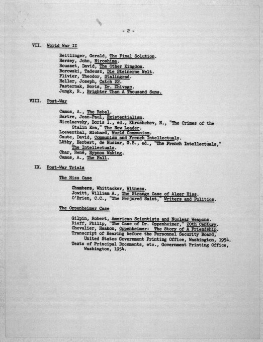 Hannah Arendt's syllabus for Political Experiences in the Twentieth Century, taught in 1965