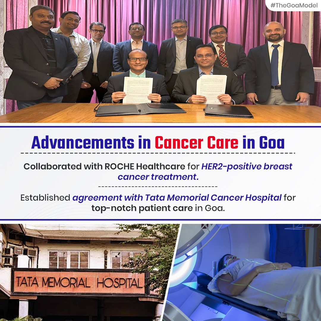 Exciting strides in cancer care in Goa! Collaborations with ROCHE Healthcare for HER2-positive breast cancer treatment and Tata Memorial Cancer Hospital ensure top-notch patient care. #CancerCare #GoaHealthcare #TheGoaModel #GoaCancerCare #CancerTreatment #PatientCare