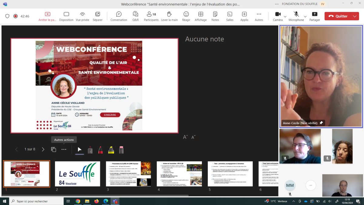 ❤️🧡 C'est parti pour notre webconférence "Santé environnementale : l'enjeu de l'évaluation des politiques publiques" avec Mme <a href="/AnneCecileVio/">Anne-Cécile Violland</a> !
<a href="/ARSPaca/">ARS Paca</a> <a href="/FduSouffle/">Fondation du Souffle</a>
#QualitéAir #SantéEnvironnementale #PNSE4 #PolPub