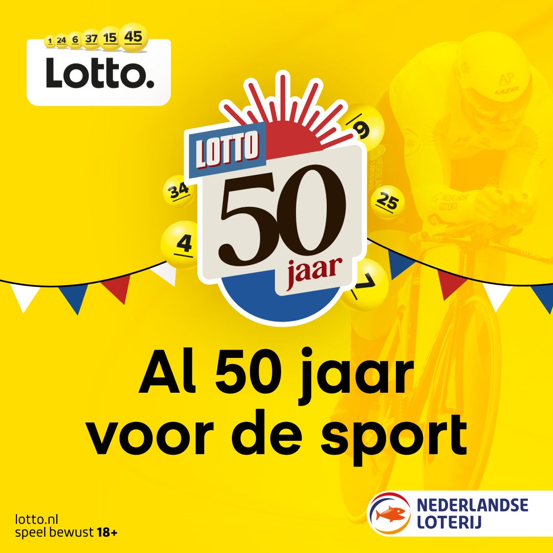 Lotto is er al 50 jaar voor de sport! Dit jaar viert Lotto haar  50ste verjaardag met een speciale verjaardagstrekking op 13 april. Speel jij mee? Dan steun je de wielersport. Ga naar Lotto.nl/50-jaar voor meer informatie.