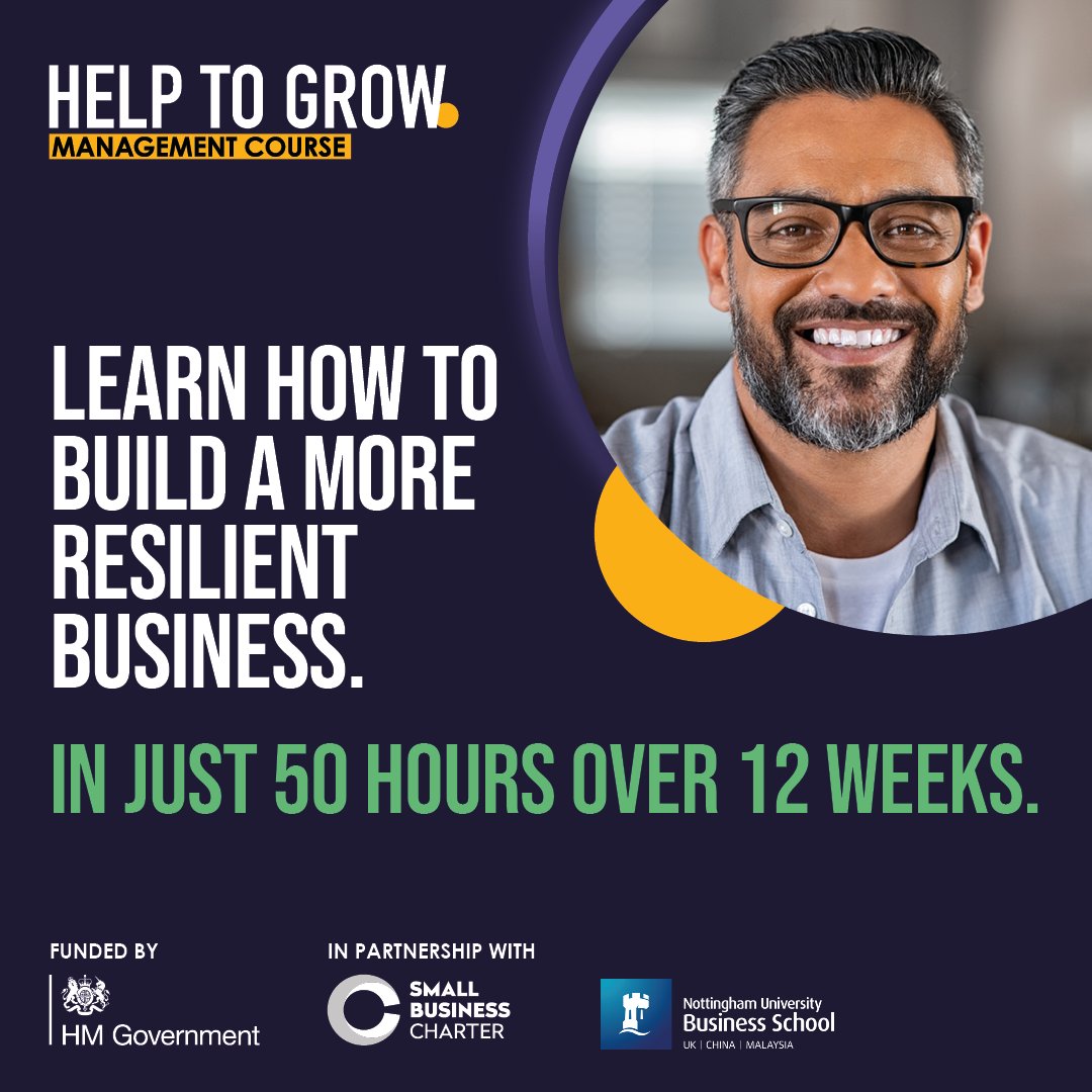 It can be hard to fit training around your work schedule but, with 50 hours of content over 12-weeks, the Help to Grow: Management course helps you develop strategies for growth and resilience around your day-to-day responsibilities. Find out more: nott.ac/helptogrow