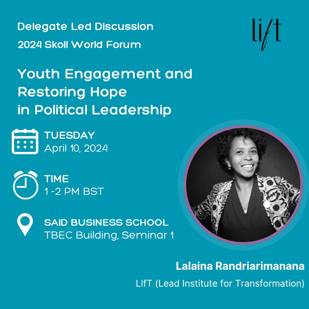 If you are at #SkollWorldForum 2014, join my delegate led session to discuss best practices on ' #YouthEngagement & political #leadership @ 1pm @ TBEC, Seminar 1, Said Business School. This year, I am part of @ObamaFoundation community @ #SkollWF #WeAreTheOnes
#YouthPower
