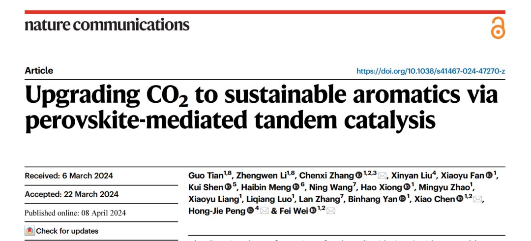 Green Energy & Environment (@gee_journal) on Twitter photo News 📍| Nature communications
Upgrading CO2 to sustainable aromatics via perovskite-mediated tandem catalysis
✉️Chenxi Zhang, Xiao Chen & Fei Wei(<a href="/Tsinghua_Uni/">Tsinghua University</a> )
📷DOI: 10.1038/s41467-024-47270-z News 📍| Nature communications
Upgrading CO2 to sustainable aromatics via perovskite-mediated tandem catalysis
✉️Chenxi Zhang, Xiao Chen & Fei Wei(<a href="/Tsinghua_Uni/">Tsinghua University</a> )
📷DOI: 10.1038/s41467-024-47270-z