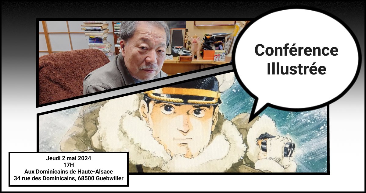 📢 Annonce conférence ! 
Dans le cadre de notre exposition « Kaiji Kawaguchi – Un Dialogue Entre Passé et Présent », l’auteur nous fait l’honneur de donner une conférence illustrée à 17h, le 2 mai 2024, aux Dominicains de Haute-Alsace à Guebwiller.  
#MEMA #manga #conference