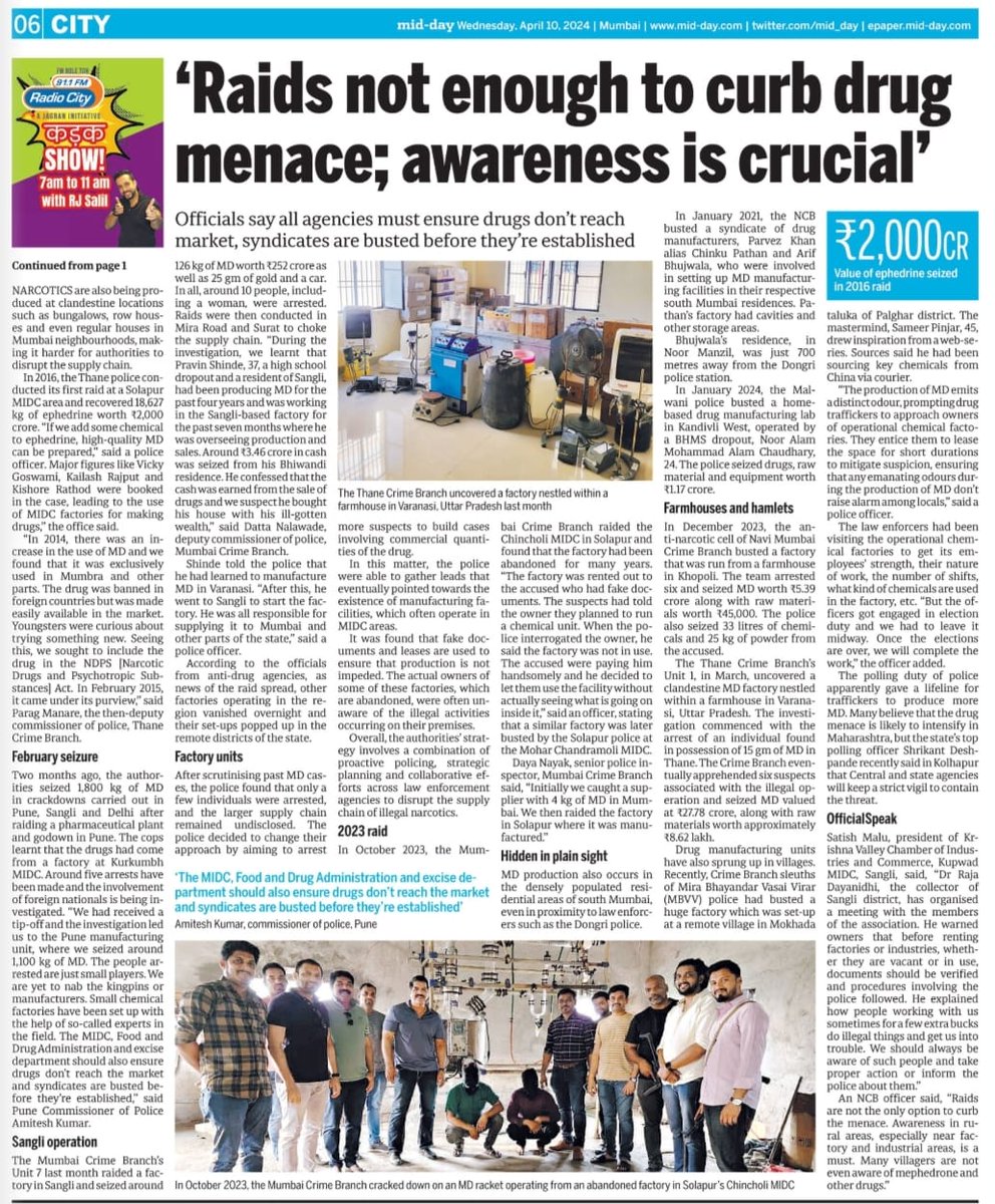 faisaltandel1's tweet image. Factories, bungalows,
flats, slums there&apos;s
an #MD lab everywhere. As #Mephedrone started gaining in popularity, #druglords started setting up manufacturing units in abandoned #MIDC factories; now the demand has gone up so much, production has entered city limits. @mid_day #Part2