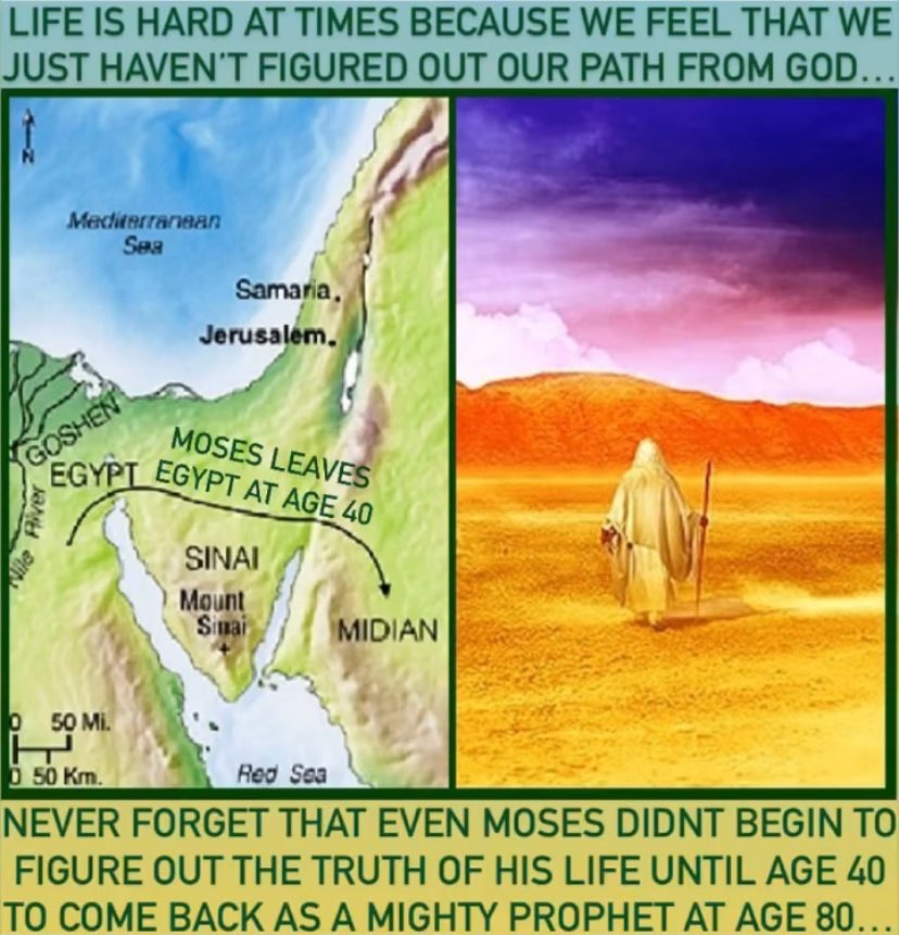 🟩This Moses parable comforts me so much because the first almost 40 years of my life is about to forever change with all my family and friends I knew in person all deceived save very very few of them & the Latter Day Egypt NWO Antichrist Pharaoh is about to rule on the earth.🟩