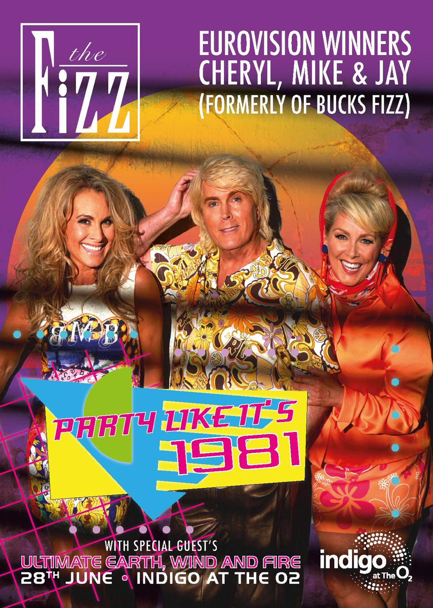 Who is coming? We are so excited to be back @indigoatTheO2 on the 28th June. Party like it's 1981 ❤️💙💛 Planning an amazing set list, that you won't want to miss! 🎉 see you there! #Eurovision #BucksFizz #TheFizz #80s Tickets: theo2.co.uk/events/detail/…