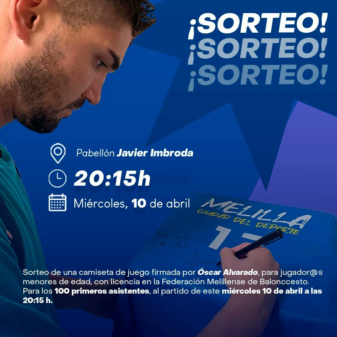 🔴 | ¡¡¡𝙎𝙊𝙍𝙏𝙀𝙊!!! Os queremos recordar el sorteo de hoy, donde podrás conseguir una camiseta firmada por O.Alvarado Si eres menor de edad y tienes licencia en la FMB, te esperamos está tarde a las 20:15h. Solo los 100 primeros asistentes conseguirán su número.