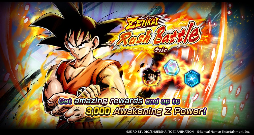 ['ZENKAI Rush Battle - Goku -' Begins!] Get clear rewards for defeating the Boss every 5 floors! Clear all 30 floors to get 3,000 Awakening Z Power for Goku (DBL22-01S), Chrono Crystals, Rush Medals, and more! #DBLegends #Dragonball #100MillionUsers_SaiyanSaga