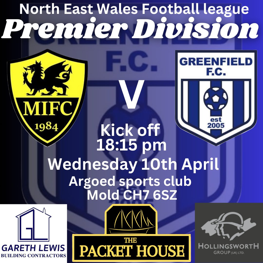 ‼️MATCH DAY‼️ @Greenfieldfc travel to face Mynydd Isa FC this evening, PLEASE NOTE the slightly earlier kick off time of 18:15pm
