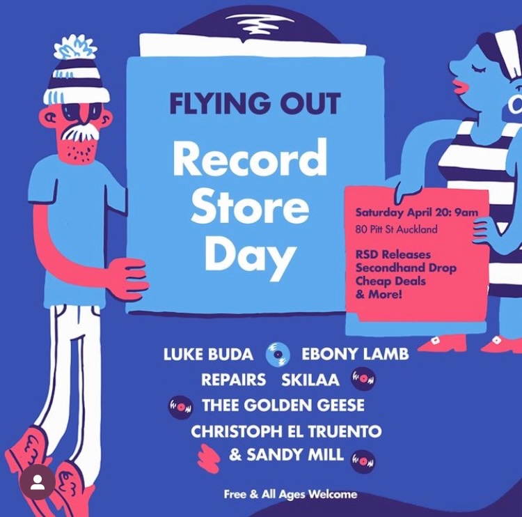 <a href="/FlyingOutMusic/">Flying Out</a> RECORD STORE DAY SAT 20 APRIL TĀMAKI MAKAURAU ❤️‍🔥