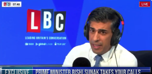 Caller :William Wragg put his colleagues & country security at risk had to sack himself. Doesn’t that show a lack of leadership by you?  

Sunak:No…he rightly apologised…

So if I go out and attack someone as long as I say “sorry” it’s ok.

 #GeneralElectionNow  #SunakOut533