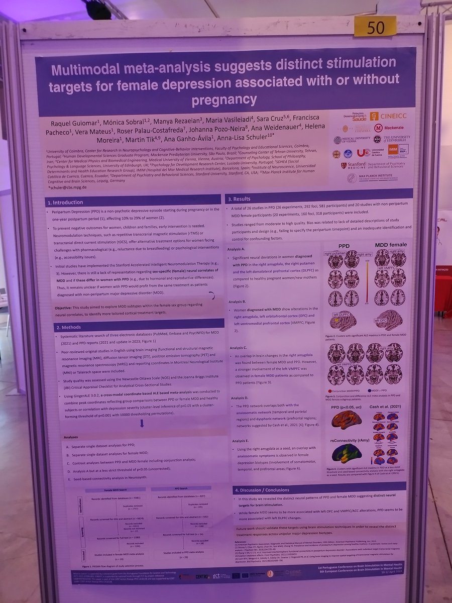 If you are at the ECBS conference, stop by our posters #8 and #50. 

#8: Impact of HF rTMS Session over the Left DLPFC on Memory-Related Neural Correlates

#50: Multimodal meta-analysis suggests distinct stimulation targets for depression within or without the peripartum period