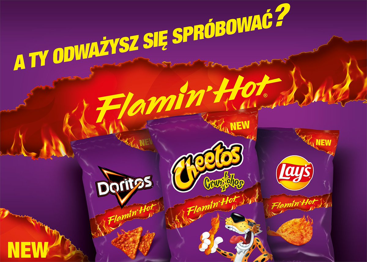 🔥🔥🚒 Będzie gorąco! Flamin' Hot Doritos, Lay's i Cheetos już w Polsce! Od dziś znajdziecie je w @ZabkaPolska a po 23 kwietnia w pozostałych sklepach.