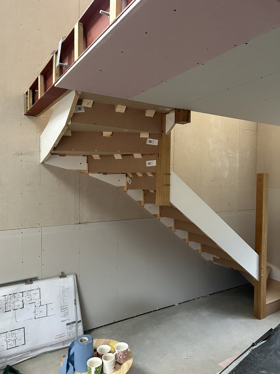 TrotmanBuilders's tweet photo. The new Staircase at our Barn conversion giving off strong Guggenheim Bilbao vibes!  #staircase #craftsmanship https://t.co/KvExSaHfbD