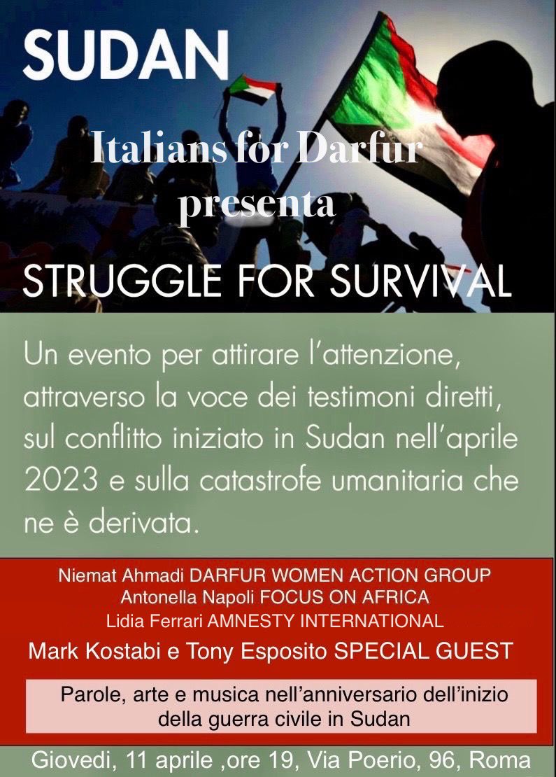 Il #15aprile sarà trascorso un anno dalla ripresa della guerra in #Sudan. Con essa i massacri nel #Darfur. Almeno 30 mila morti (ma sono molti di più, intere aree non sono accessibili) e 11 milioni di sfollati. L’#11aprile aiutateci a denunciare l’indifferenza su questo conflitto