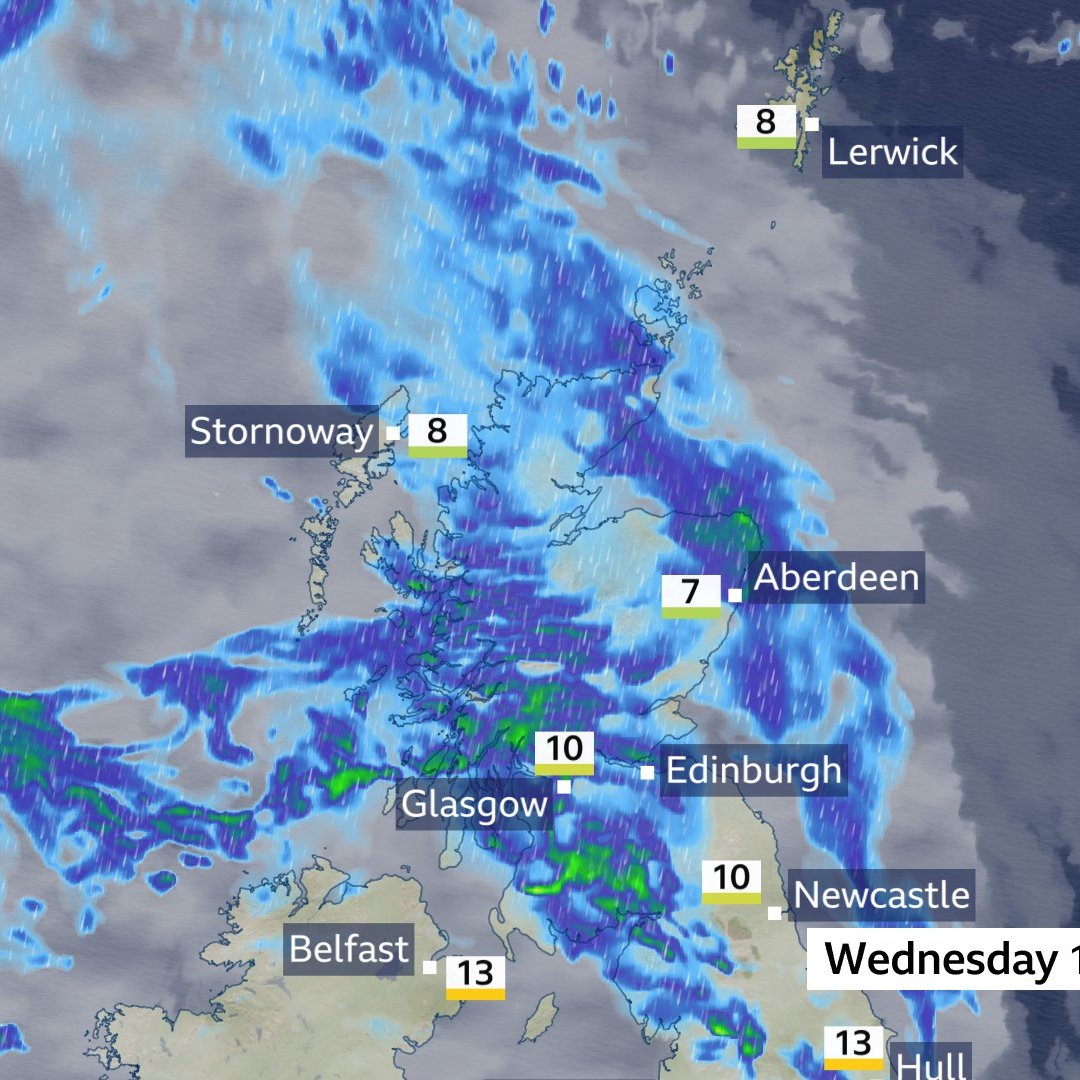 The Met Office has a yellow warning for heavy and persistent rain across W Scotland today from 0900-2200. Between 20-30mm of rain is expected widely with 40 to 60mm on high ground @BBCBreakfast xxx