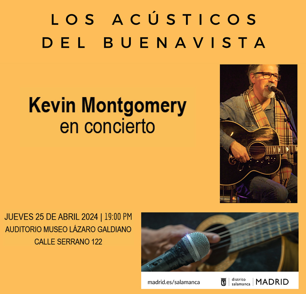 'Los Acústicos del Buenavista' reciben, por 1ª vez en España, a @kevinmontgomery, uno de los nombres de referencia de la 'Americana Music'. Será el jueves 25 de abril a las 19 h. Entrada #gratis (recógela el mismo jueves a las 18 h.) museolazarogaldiano.es/agenda-de-acti… #Madrid #conciertos