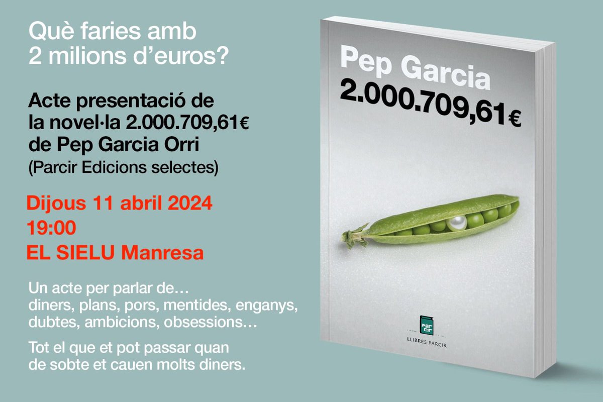 Tot passa aquest dijous a Manresa. Entre elles, presento el text #lacomunitatdelamort a Murmuri. Si vols anar a la presentació d’un llibre, et recomano que vagis a l’acte de Parcir a descobrir en Pep Garcia al @elsielumanresa ! No vinguis a #Murmuri !!!