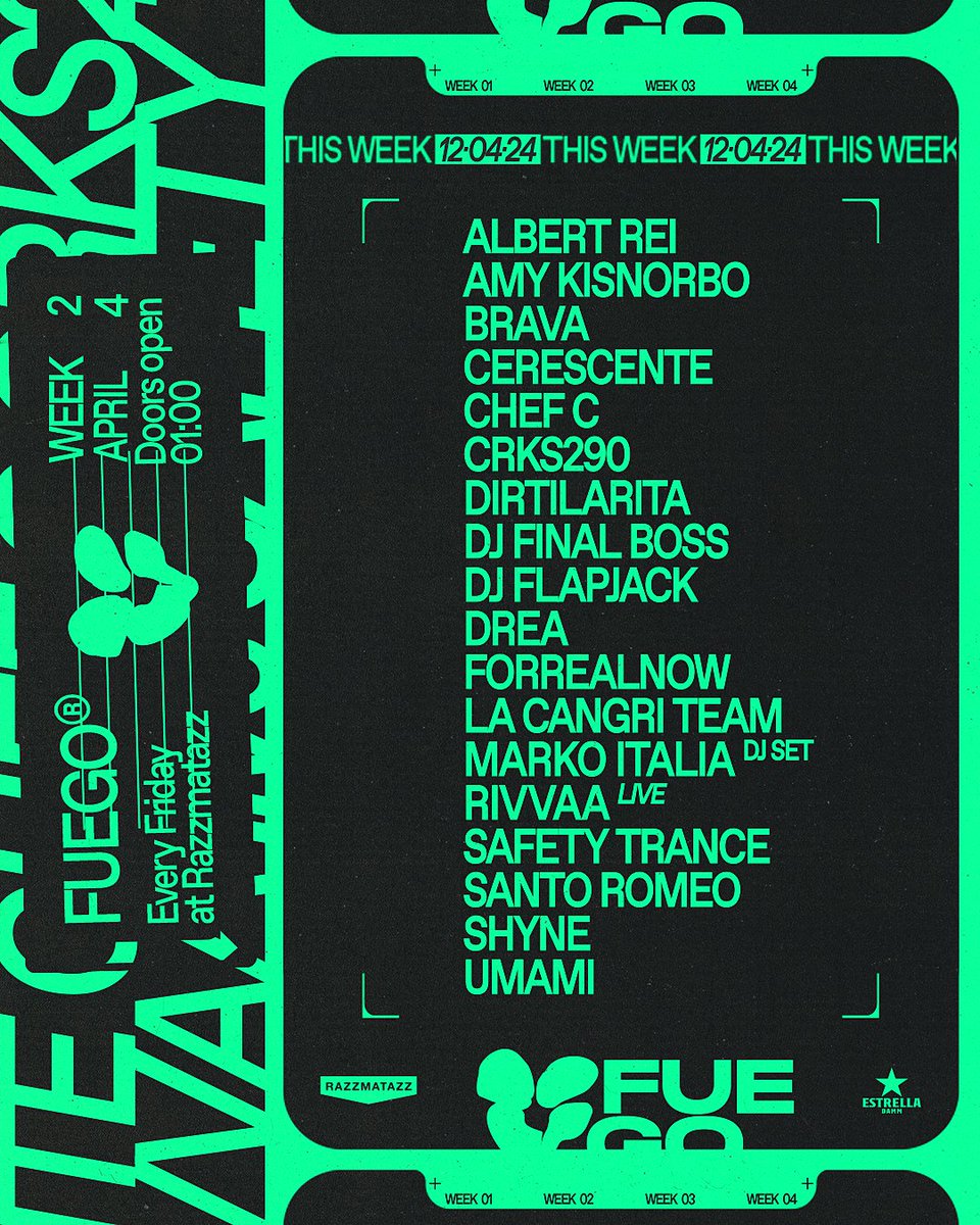 Este viernes 12 de abril en Fuego @RazzmatazzClubs. Info y entradas: salarazzmatazz.com/clubs/fuego