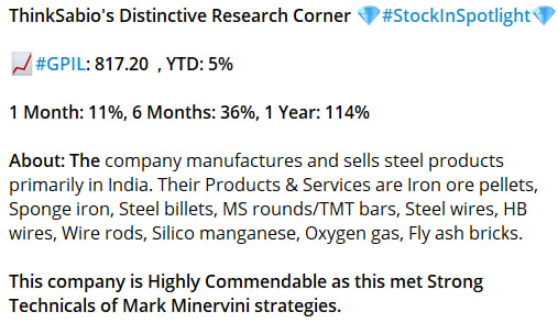 ThinkSabio's Distinctive Research Corner-Stock In Spotlight:
#GPIL

Please Explore Our Report Here:
thinksabio.in/reports?report…...

#MarkMinerviniStrategy #StockWatch #ThinkSabioIndia #IndianStockMarketLive #Investing #EquityTrading #StockMarketInvestments