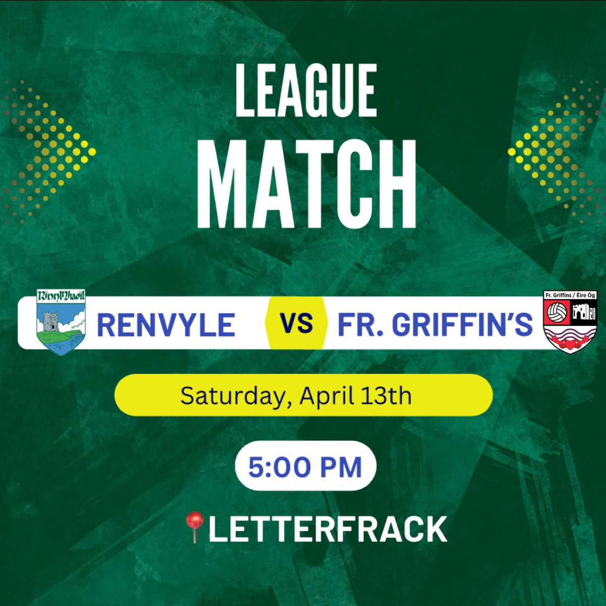 This Saturday, our adult team take on Fr. Griffin’s/Éire Óg in the league. Throw in is at 5pm in Letterfrack 💚💛