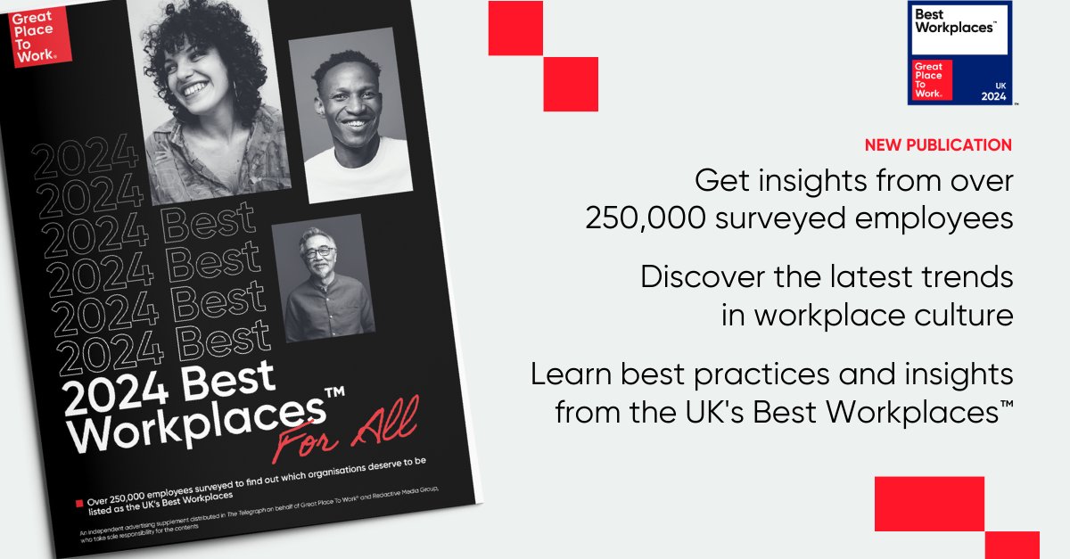 What does it take to become a UK’s Best Workplace? Download this years’ publication for best practices from our listmakers, the latest workplace culture trends and data insights from 250,000 surveyed employees: hubs.ly/Q02s5hW20 2024 #ukbestworkplaces