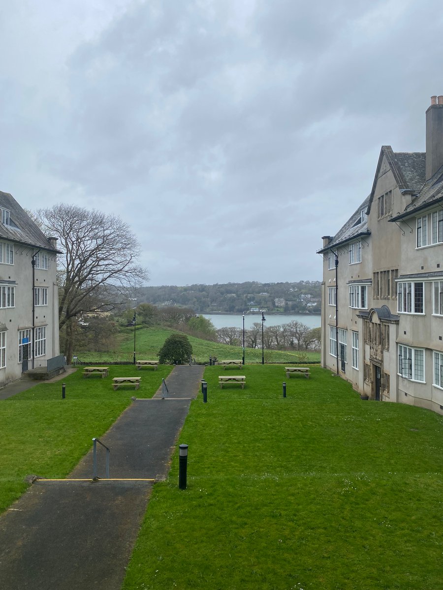 Staying in beautiful arts and crafts accommodation at Bangor University, overlooking Anglesey. Here for the @WorldHeritageUK spring workshop; looking like the rain will hold off for our site visits?! #WorldHeritage #industrialarchaeology